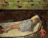 Paul Gauguin Canvas Paintings - Young Girl Dreaming